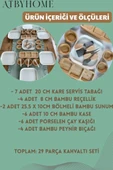 Atbyhome Aven 6 Kişilik 29 Parça Doğal Bambu - Seramik Kahvaltı Takımı – Kahvaltı Seti Sunum Seti thumbnail 7