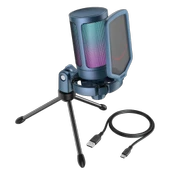 Fifine Ampligame A6VB RGB USB Mavi Gaming Mikrofon thumbnail 1