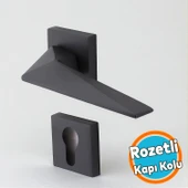 Kapı Kolu Siyah Kare Rozetli Sağa Sola Uygun Ev Kapı Kolları Kilitlenebilir 1 Takım Yale Kapı Kolu thumbnail 1