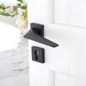 Kapı Kolu Siyah Kare Rozetli Sağa Sola Uygun Ev Kapı Kolları Kilitlenebilir 1 Takım Yale Kapı Kolu thumbnail 5