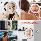 Durukar® 360° Döner Esnek Makyaj Aynası – 10X Büyüteçli, Güçlü Vantuzlu Detay Görüntüleme Çok Açılı Makyaj & Cilt Bakım thumbnail 3