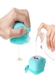 shapely Sarı Renk Şampuan Hazneli Kedi ve Köpek Evcil Hayvan Yıkama Fırçası Hazneli Silikon Yıkama 1 Adet thumbnail 3