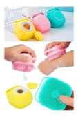 URZ GRUP Duş Jeli Ve Şampuan Hazneli Silikon Fırça Kese Masaj Fonksiyonlu Vücut Temizleme Banyo Lifi thumbnail 2