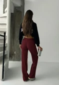 Fit comfort bej salaş pantolon bordo thumbnail 3