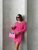 Ceketli etek takım chl kumaş fuşya h24443 thumbnail 8