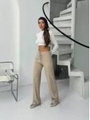 Fitilli şardonlu pantolon bej thumbnail 3