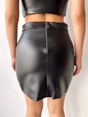 Cep detaylı oval kapaklı deri etek siyah h240048 thumbnail 8