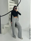 Fitilli şardonlu pantolon gri thumbnail 1