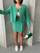 Ceketli etek takım chl kumaş yeşil h24443 thumbnail 5