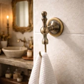 Tekli Askılık Antik Sarı Vidalı Metal Duvar Askısı Vestiyer Banyo Havlu Bornoz Askılığı thumbnail 1