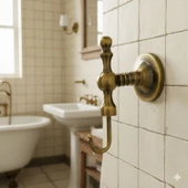 Tekli Askılık Antik Sarı Vidalı Metal Duvar Askısı Vestiyer Banyo Havlu Bornoz Askılığı thumbnail 5