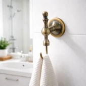 Tekli Askılık Antik Sarı Vidalı Metal Duvar Askısı Vestiyer Banyo Havlu Bornoz Askılığı thumbnail 4