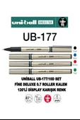 Mavi Pilot Kalem UB-177 Fine Deluxe 3 Adet Uniball Pilot Kalem 0.5 mm Roller Uçlu Pilot Kalem İnce Uçlu Likit Mürekkepli thumbnail 4