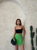 Kuş gözü şort etek yeşil s25819 thumbnail 11