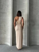 Tek omuz pliseli elbise thumbnail 3