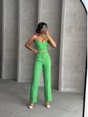 Palazzo pantolonlu alt üst takım yeşil thumbnail 5