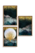 Manzara Üçlü Ahşap Çerçeveli Tablo 50 x 70 thumbnail 1