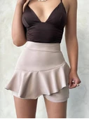 Vnlu fırfırlı şort bej s24683 thumbnail 5