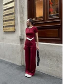 Düğme yakalı bordo alt üst takım s3943 thumbnail 3