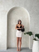 Önü büzgülü etek bej s24222 thumbnail 7