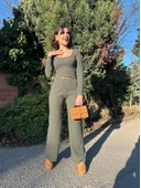 Fitilli prenses kol alt üst takım haki thumbnail 4