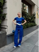 Düğme yakalı saks alt üst takım s3943 thumbnail 6