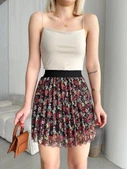 Baskılı astarlı mini etek thumbnail 3