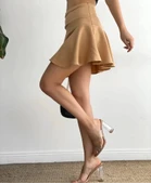 Kemerden büzgülü etek camel thumbnail 2