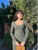 Fitilli prenses kol alt üst takım haki thumbnail 2