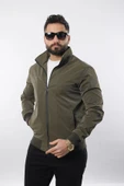 Erkek Gömlek Yaka Baharlık Mont Astarlı Mevsimlik Çeket Haki thumbnail 1