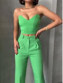 Palazzo pantolonlu alt üst takım yeşil thumbnail 4