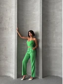 Palazzo pantolonlu alt üst takım yeşil thumbnail 2