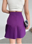 Altı pliseli mini etek Mor s24705 thumbnail 2
