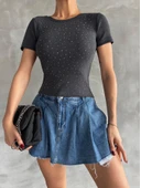 Önü taşlı antrasit bluz s3512 thumbnail 1