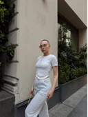 Düğme yakalı gri alt üst takım s3943 thumbnail 3