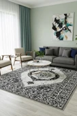 Kilim Savan Çift Taraflı Modern Desenli Yıkanabilir Pamuklu Dokuma 1. Kalite 2x3 Metre Siyah thumbnail 1