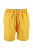 Erkek Deniz Şortu 2 Cepli Pamuklu Polyester Su Yitici Tahriş Etmeyen Astar Sarı K236 thumbnail 1
