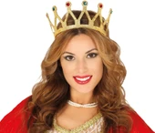 Altın Renk Çocuk ve Yetişkin Uyumlu Kraliçe Tacı Prenses Tacı 8X25 cm thumbnail 3