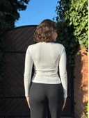 Çerçeve yaka kaşkorse bluz beyaz thumbnail 3