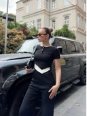 Düğme yakalı siyah alt üst takım s3943 thumbnail 6