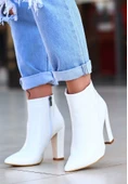 Loora Beyaz Rugan Desenli Topuklu Bot thumbnail 1