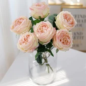 Yapay Çiçek Islak Gül Şakayık Katmerli Gül SOFT PEMBE Renk Gerçeksi Dokunuş 45Cm thumbnail 1