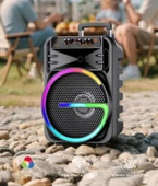 Bluetooth Hoparlör Rgb Işıklı Çift Mikrofonlu Kablosuz Speaker KTS-2170 Siyah thumbnail 4