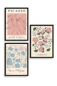 Ünlü Tablolar Üçlü Ahşap Çerçeveli Tablo 23 x 30 thumbnail 1