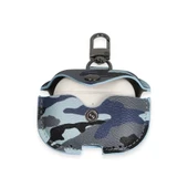 Airpods Pro 2 (2.nesil) Çanta Kamuflaj Deri Kılıf - Mavi thumbnail 3