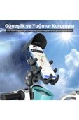 Gidon Bağlantılı Güneş Ve Yağmur Korumalı 360° Derece Ayarlanabilir Motosiklet Bisiklet Telefon Tutucu thumbnail 4