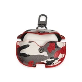 Airpods 3 (3.nesil) Çanta Kamuflaj Deri Kılıf - Kırmızı thumbnail 3