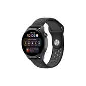 Watch 22mm Spor Delikli Kordon - Siyah-füme thumbnail 1