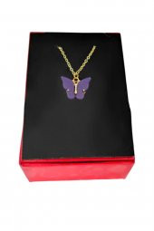 925 Gümüş Radyumlu Altın Kaplama Kelebek Kolye - 1