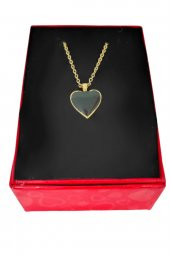 925 Gümüş Radyumlu Altın Kaplama Sedefli Kalp Kolye - 1